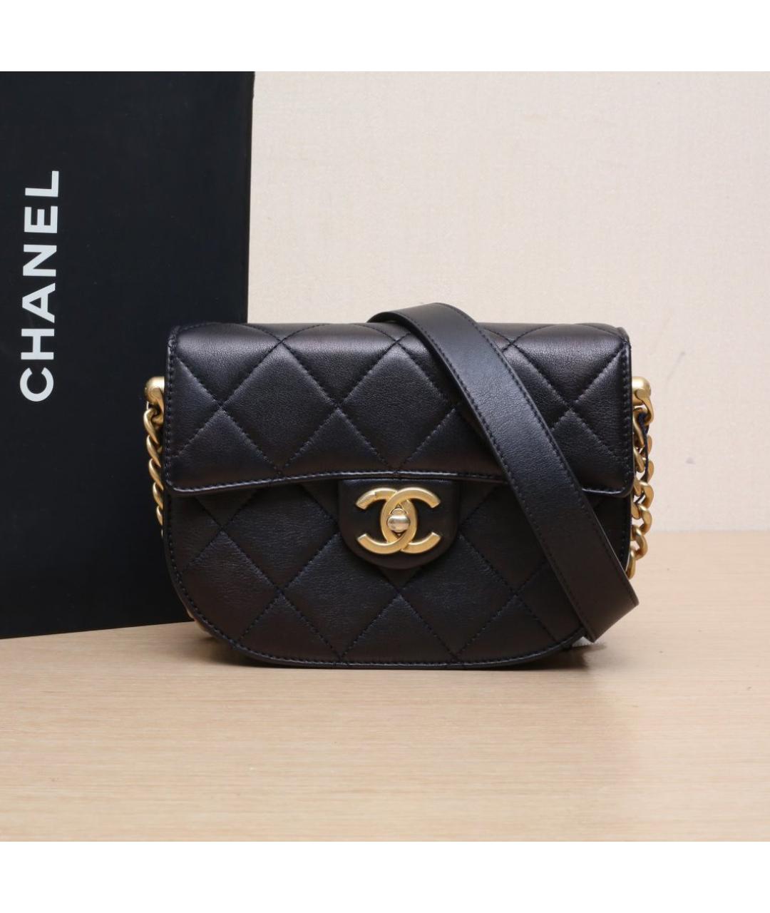 CHANEL Черная кожаная сумка через плечо, фото 2