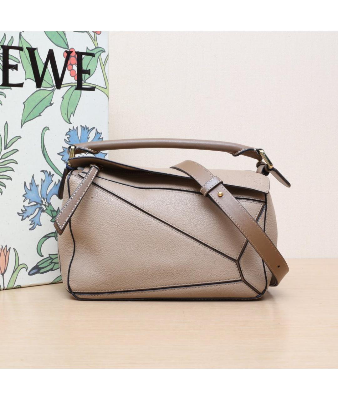 LOEWE Бежевая кожаная сумка через плечо, фото 2