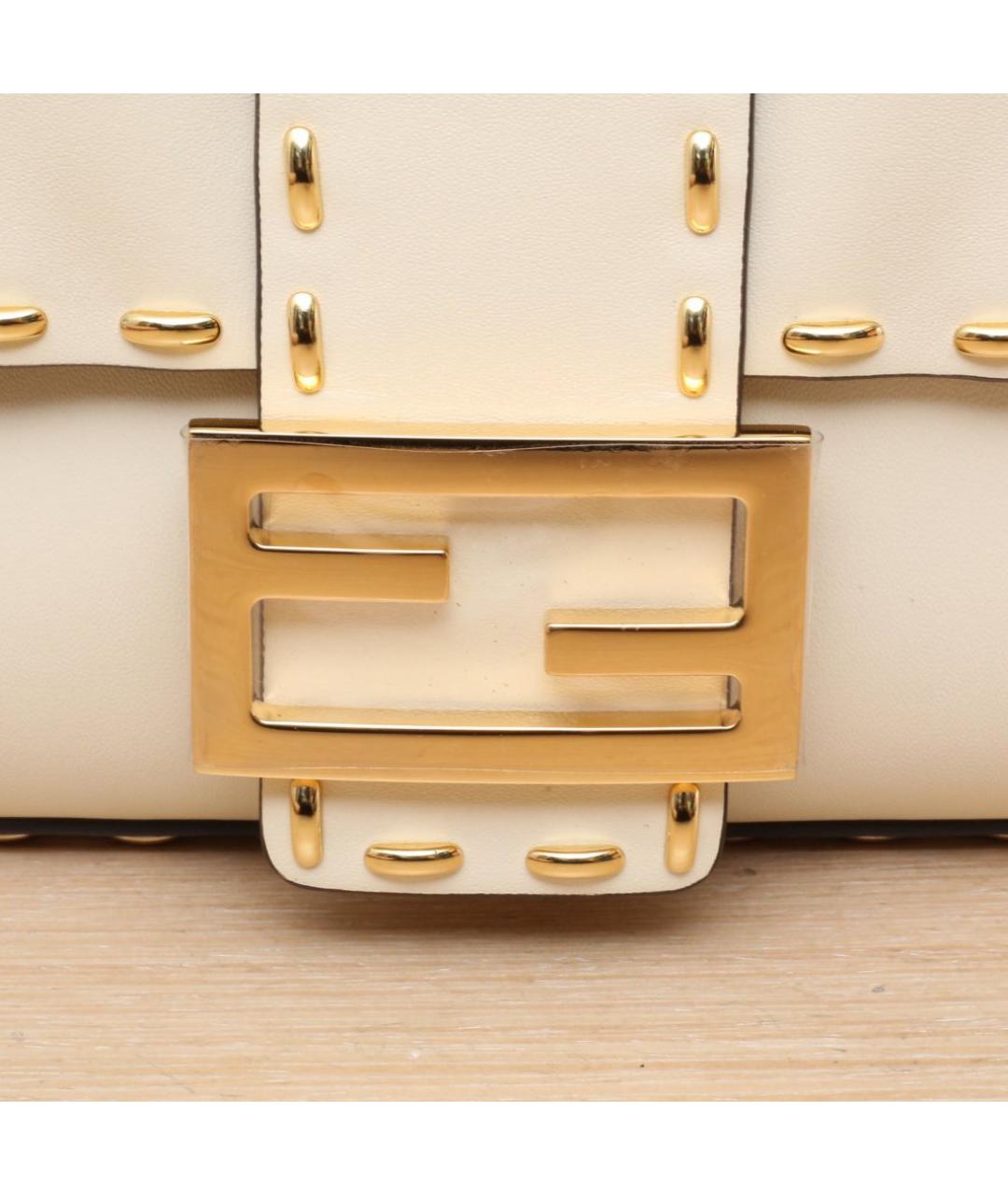 FENDI Бежевая кожаная сумка через плечо, фото 8