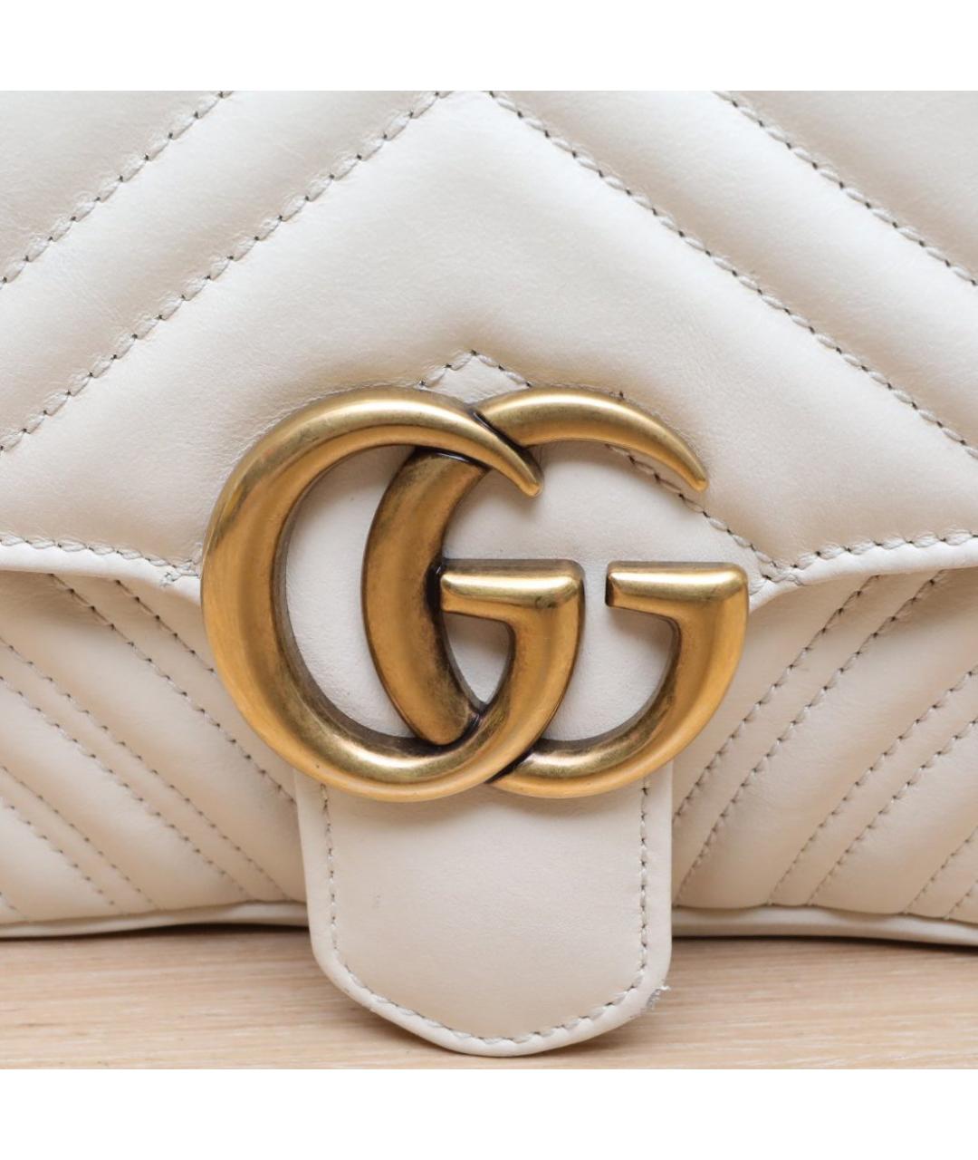GUCCI Белая кожаная сумка через плечо, фото 6