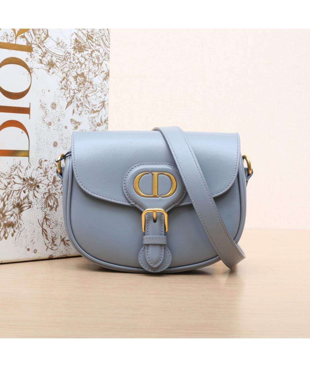 CHRISTIAN DIOR Голубая кожаная сумка через плечо, фото 2