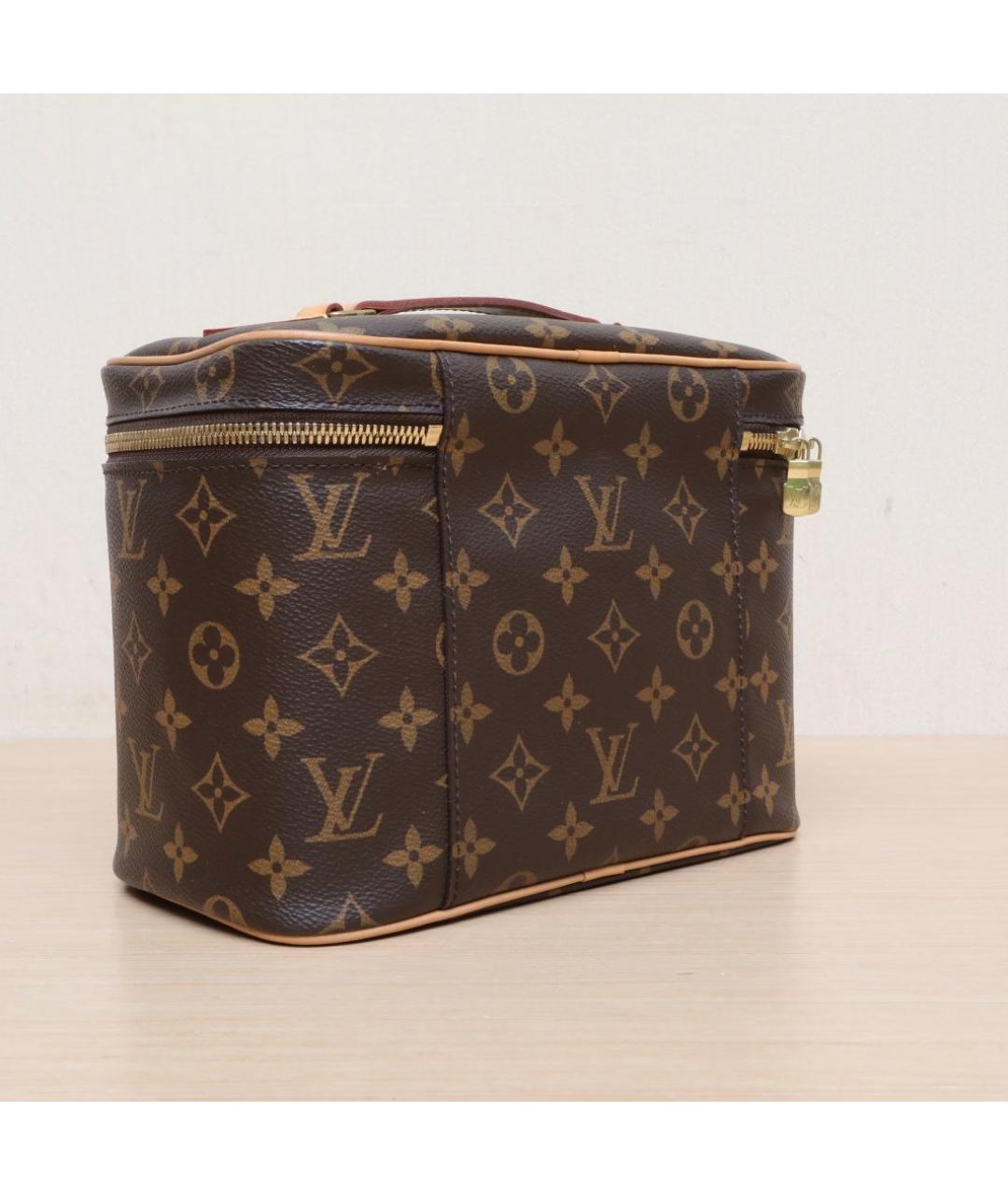 LOUIS VUITTON Коричневая кожаная косметичка, фото 6