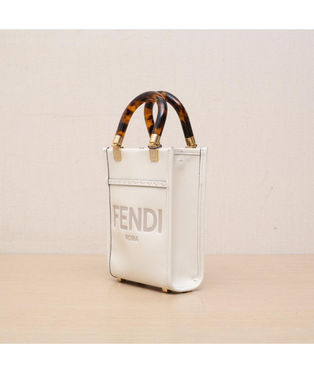 FENDI Белая кожаная сумка через плечо, фото 4