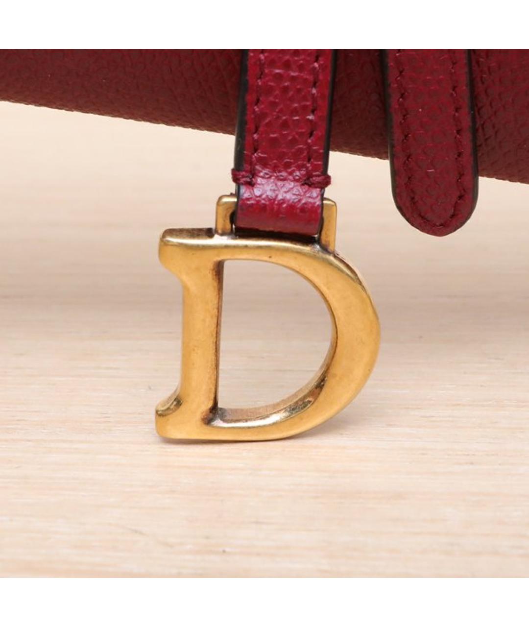 CHRISTIAN DIOR Бордовая кожаная сумка через плечо, фото 8