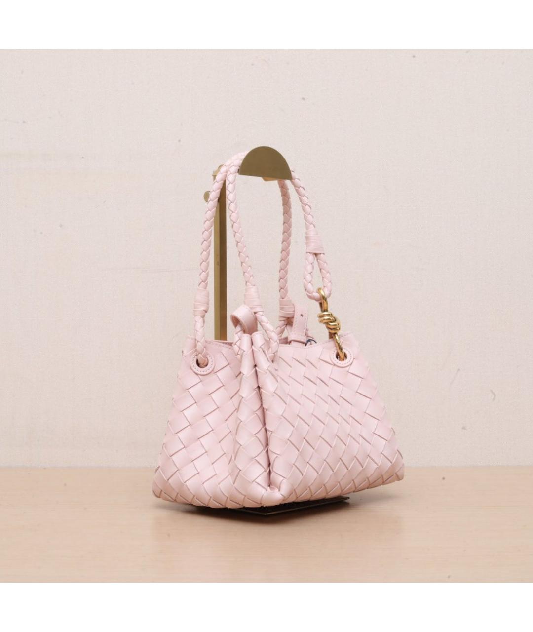 BOTTEGA VENETA Розовая кожаная сумка через плечо, фото 6