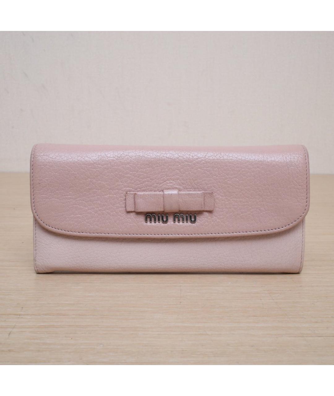MIU MIU Розовый кожаный кошелек, фото 3
