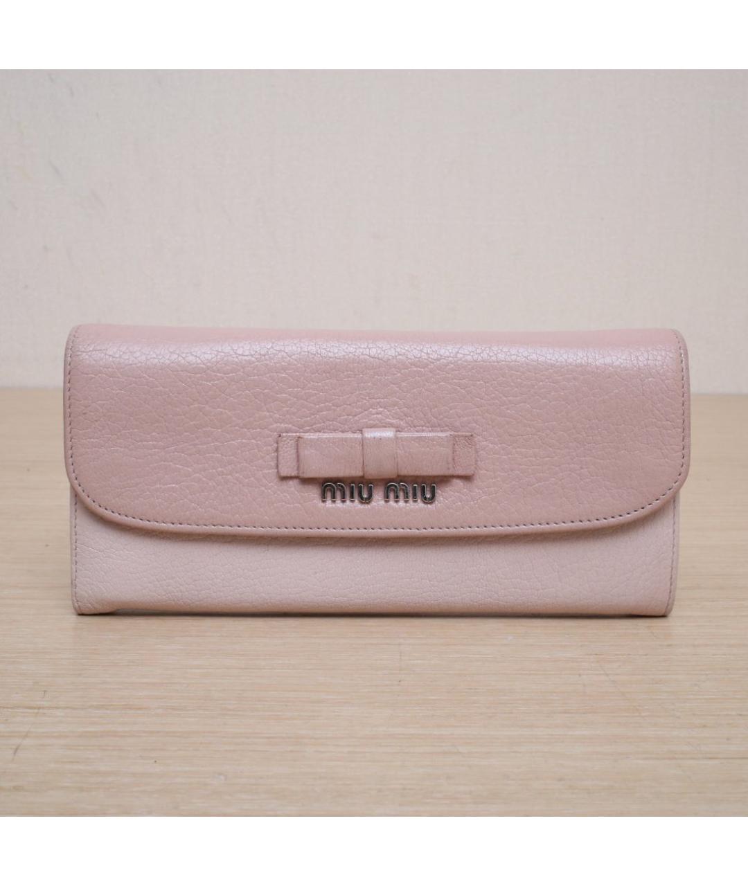 MIU MIU Розовый кожаный кошелек, фото 2