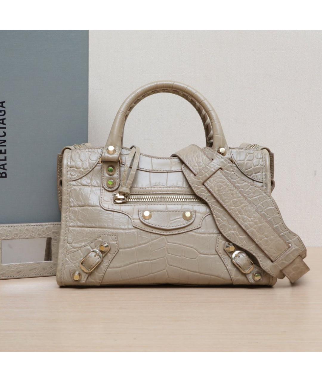 BALENCIAGA Бежевая кожаная сумка через плечо, фото 2