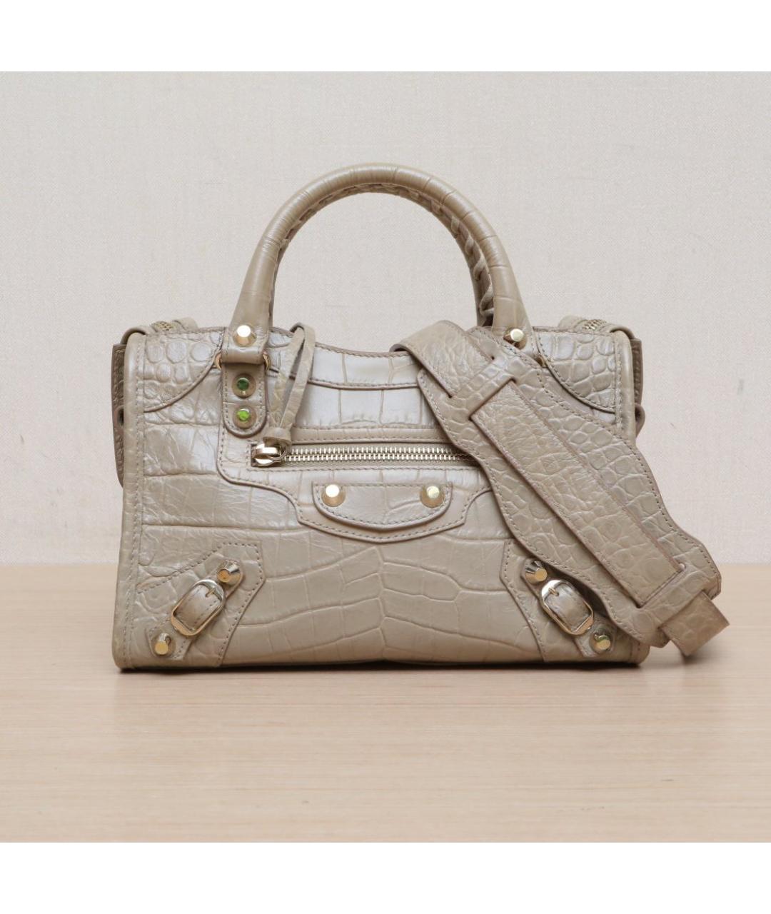 BALENCIAGA Бежевая кожаная сумка через плечо, фото 3