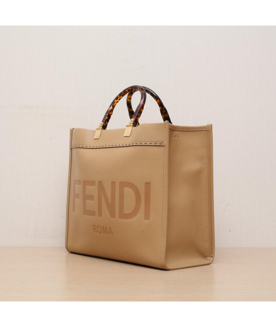 FENDI Коричневая кожаная сумка через плечо, фото 4