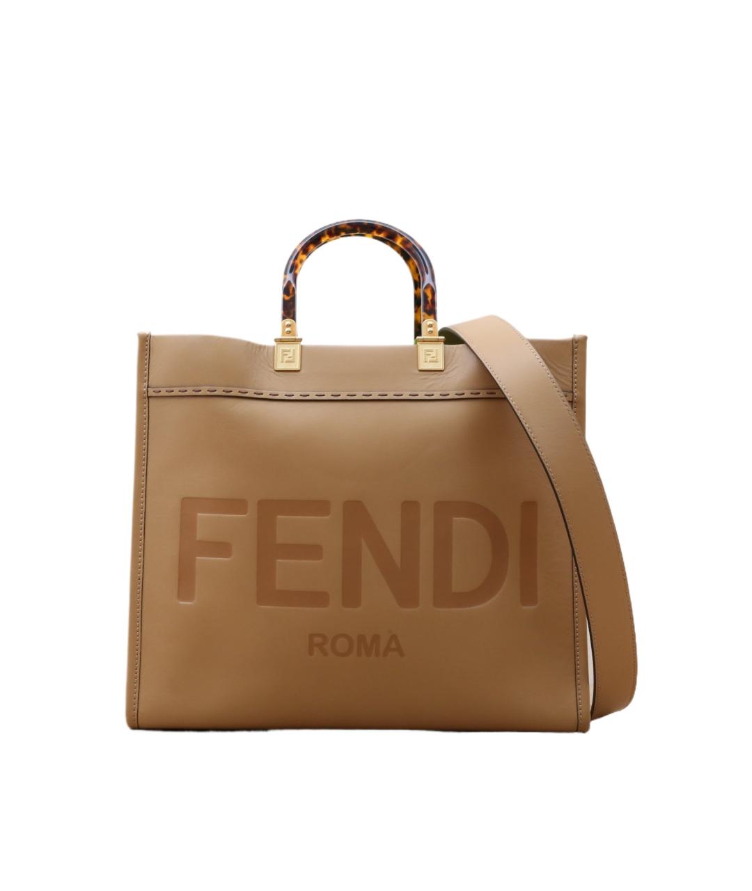 FENDI Коричневая кожаная сумка через плечо, фото 1