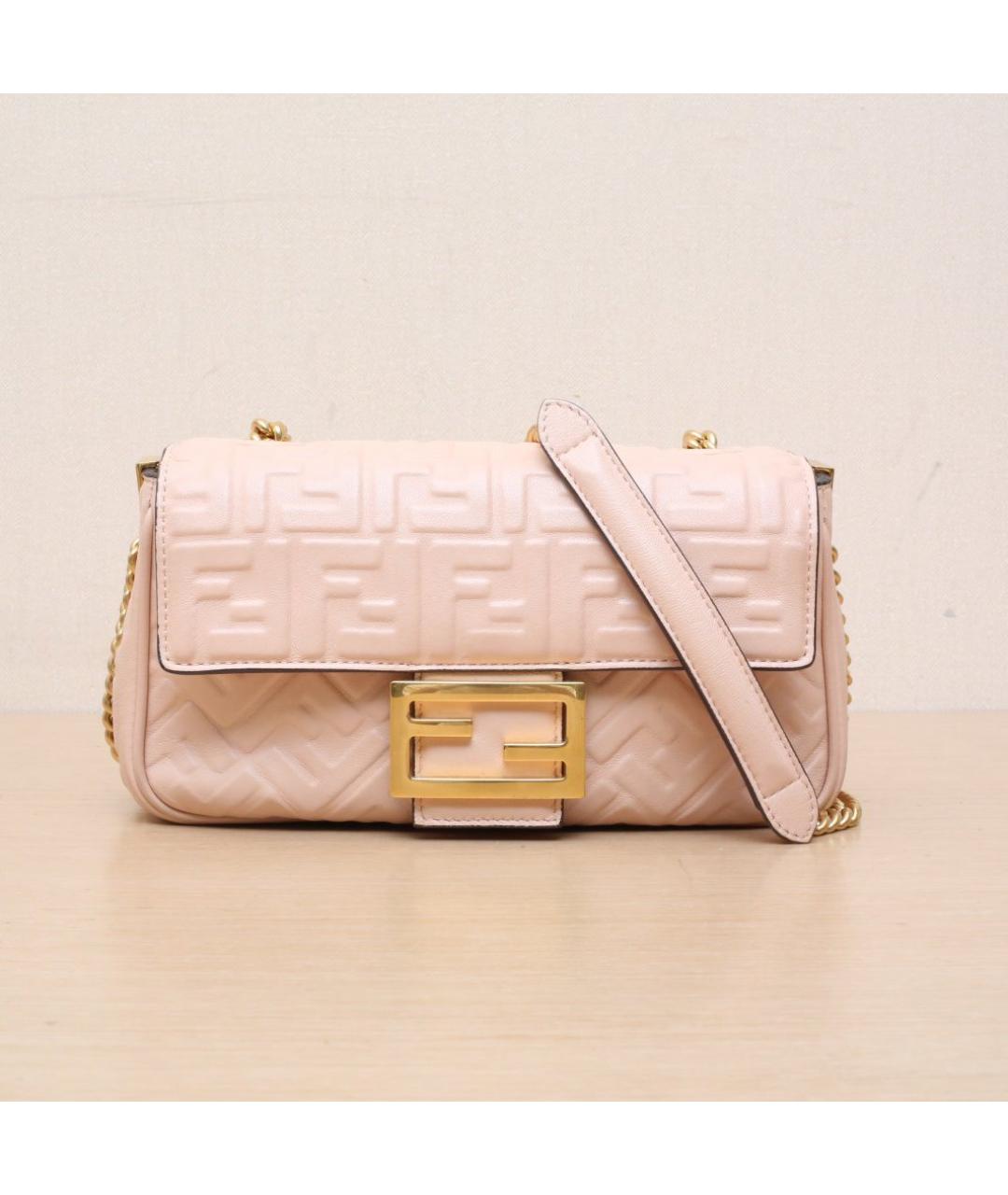 FENDI Розовая кожаная сумка через плечо, фото 3