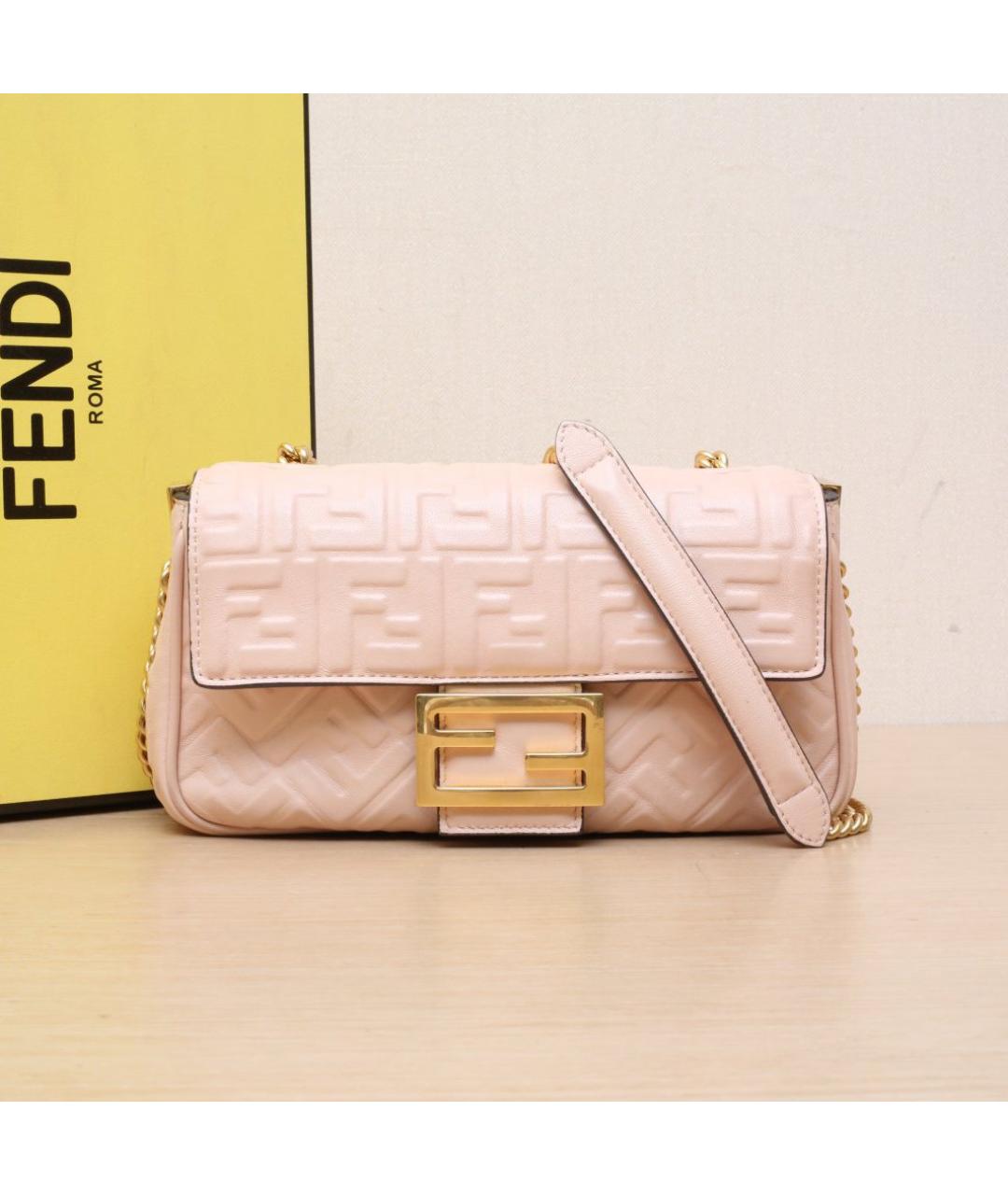 FENDI Розовая кожаная сумка через плечо, фото 2