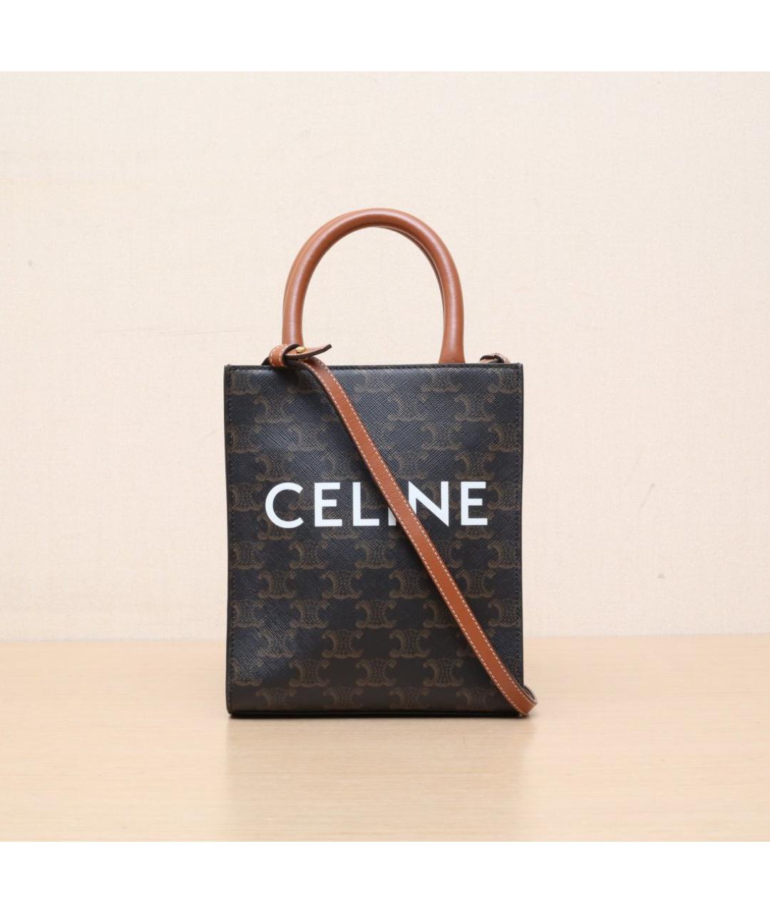 CELINE Коричневая кожаная сумка через плечо, фото 3