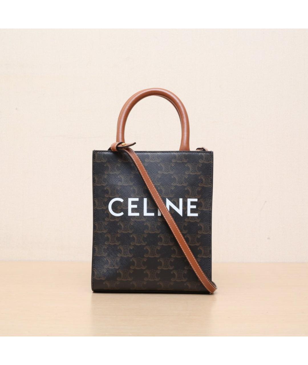 CELINE Коричневая кожаная сумка через плечо, фото 4