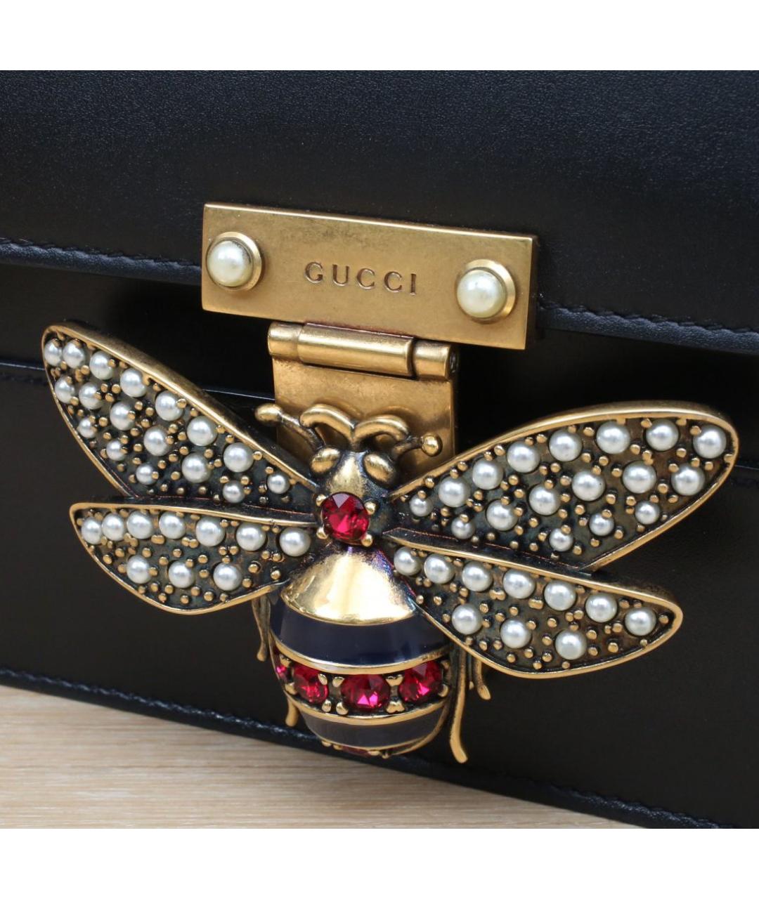 GUCCI Черная кожаная сумка через плечо, фото 7