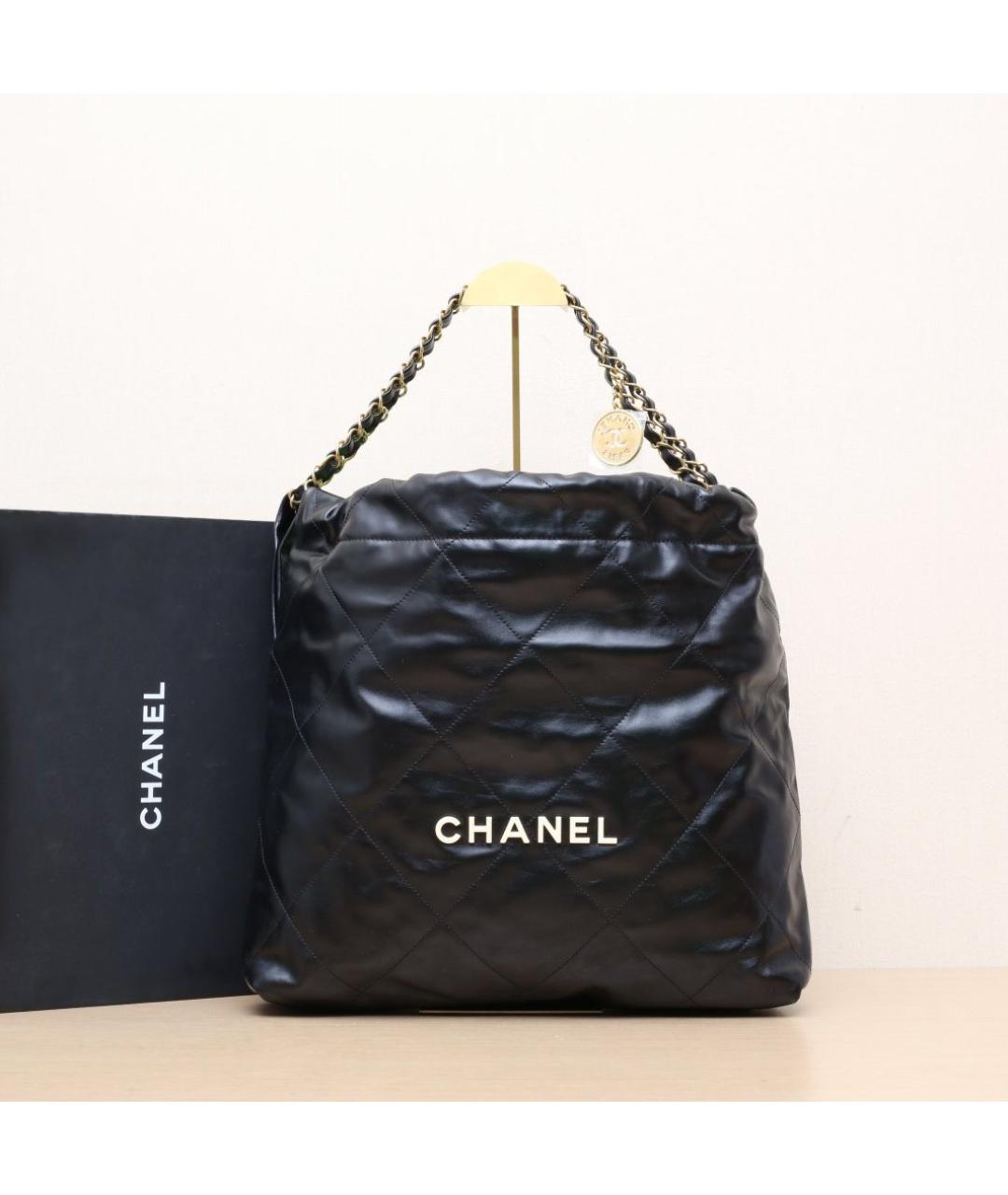 CHANEL Черная кожаная сумка тоут, фото 2