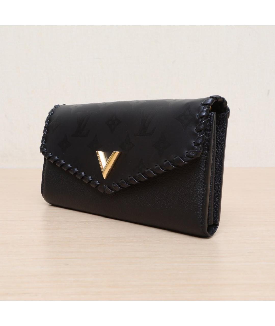 LOUIS VUITTON Черный кожаный кошелек, фото 4