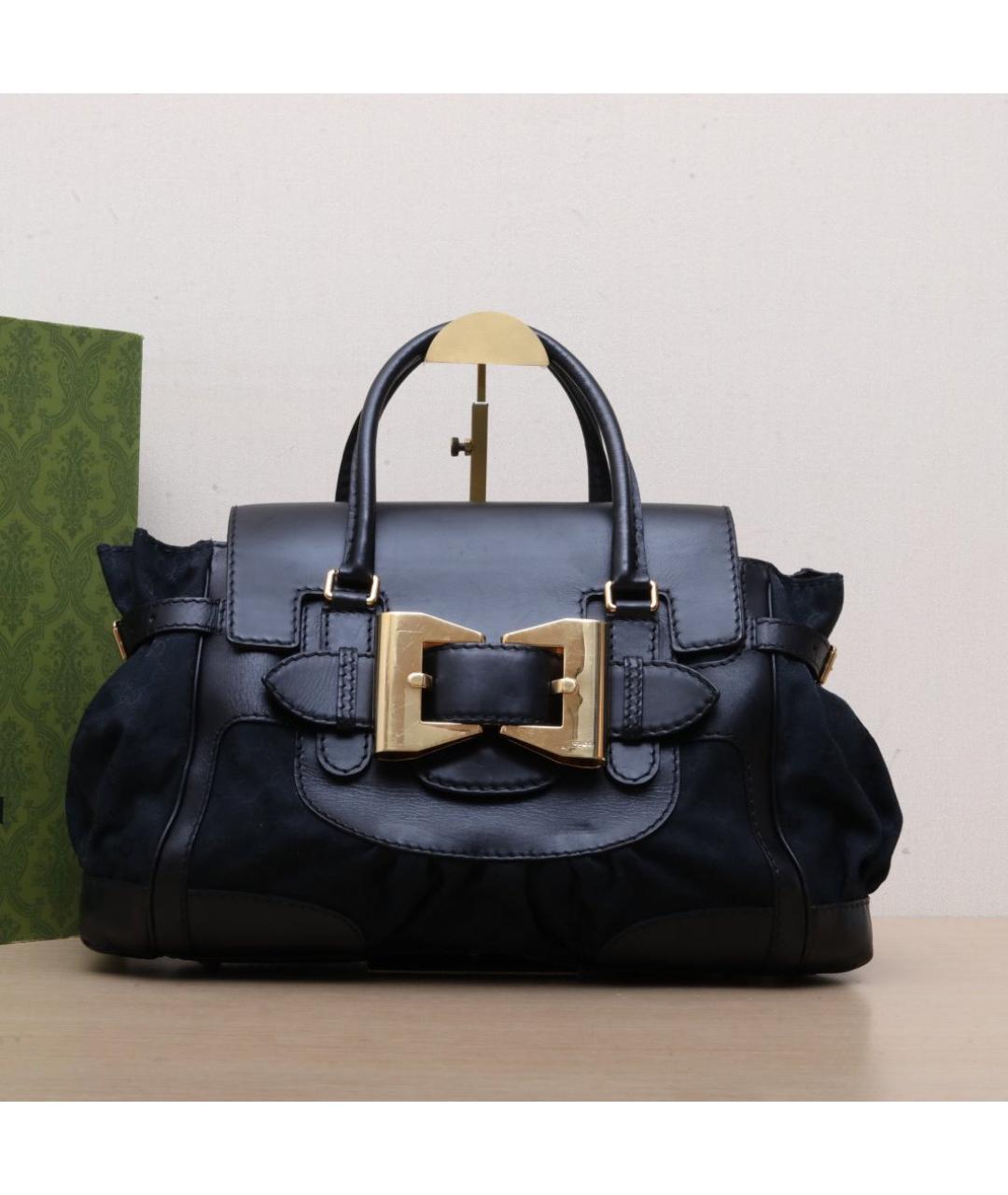 GUCCI Черная кожаная сумка тоут, фото 2