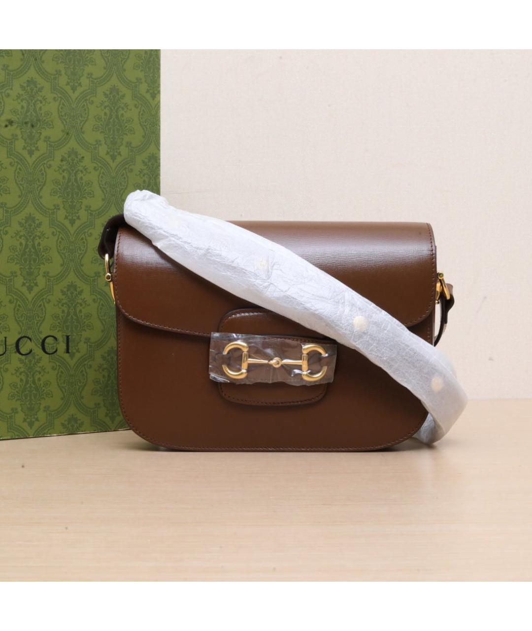 GUCCI Коричневая кожаная сумка через плечо, фото 2