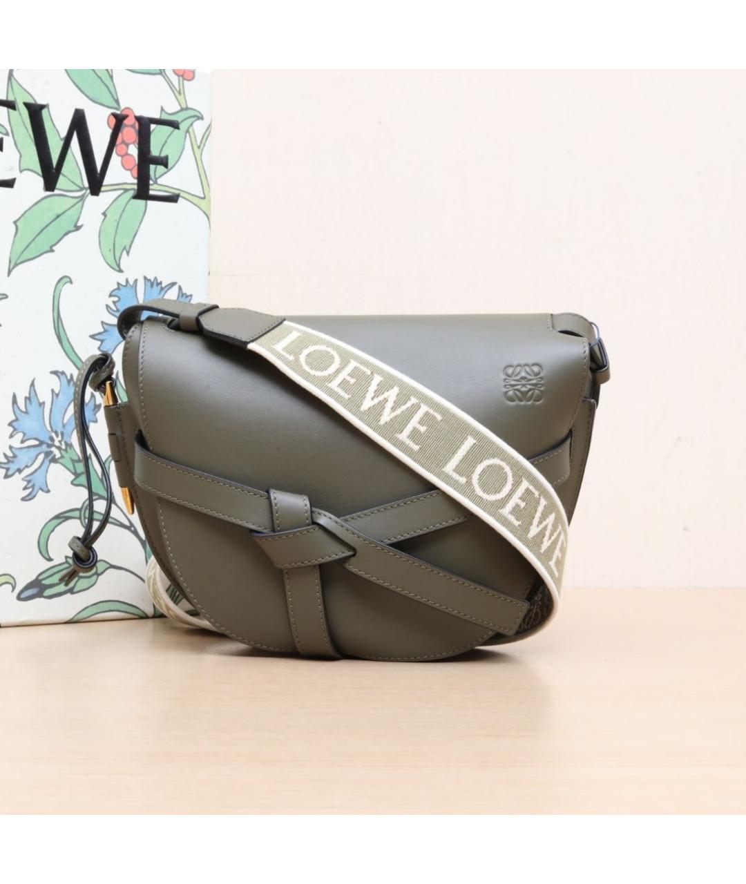 LOEWE Зеленая кожаная сумка через плечо, фото 2