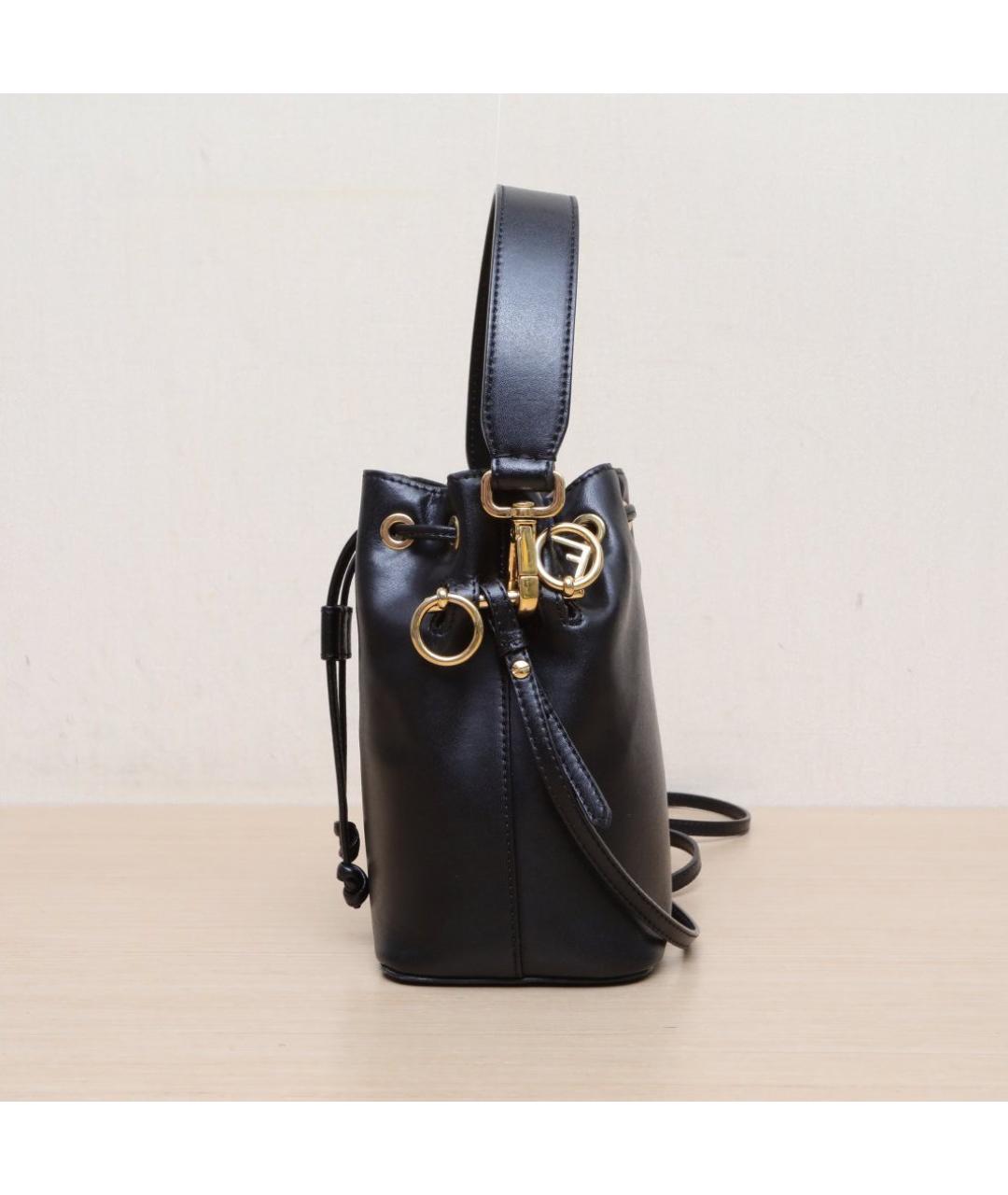 FENDI Черная кожаная сумка тоут, фото 5