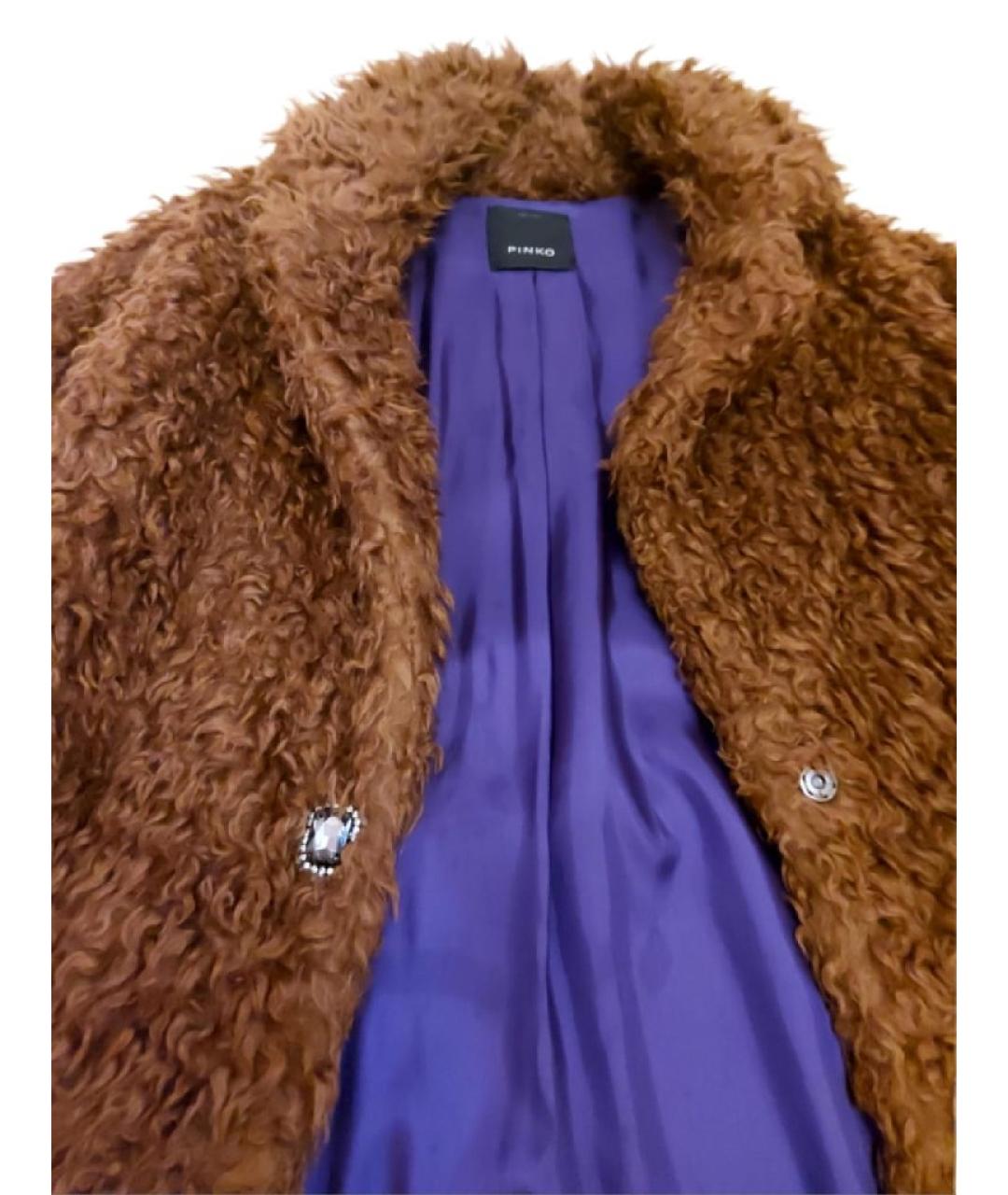 PINKO Коричневая меховая шуба, фото 6