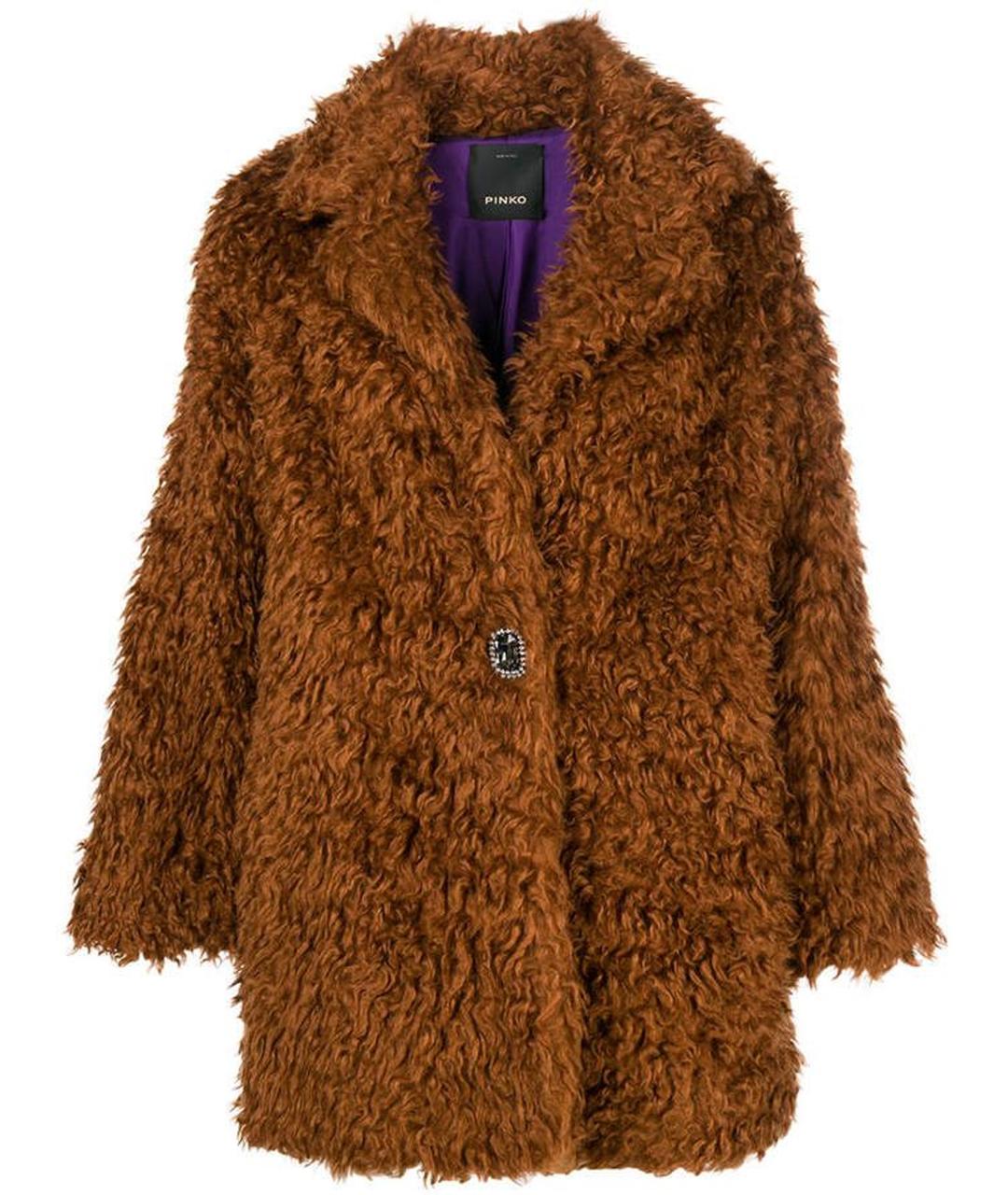 PINKO Коричневая меховая шуба, фото 1