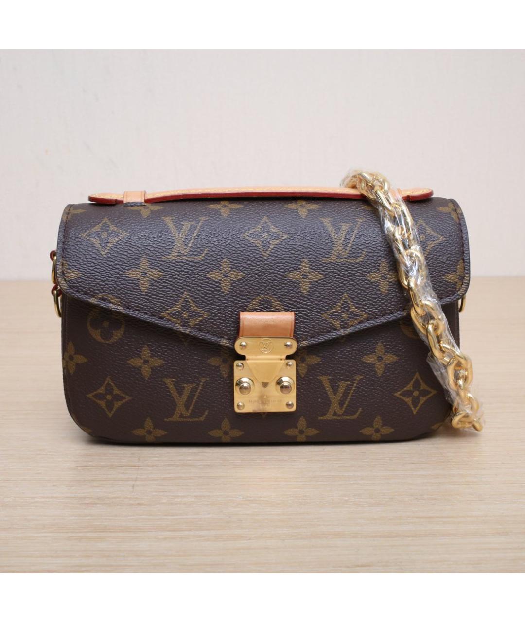 LOUIS VUITTON Коричневая кожаная сумка через плечо, фото 3