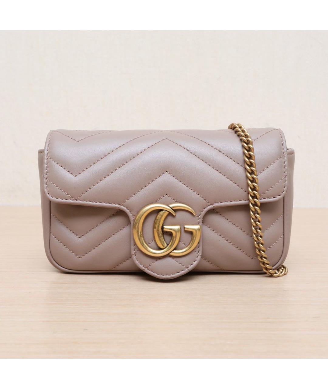 GUCCI Бежевая кожаная сумка через плечо, фото 3