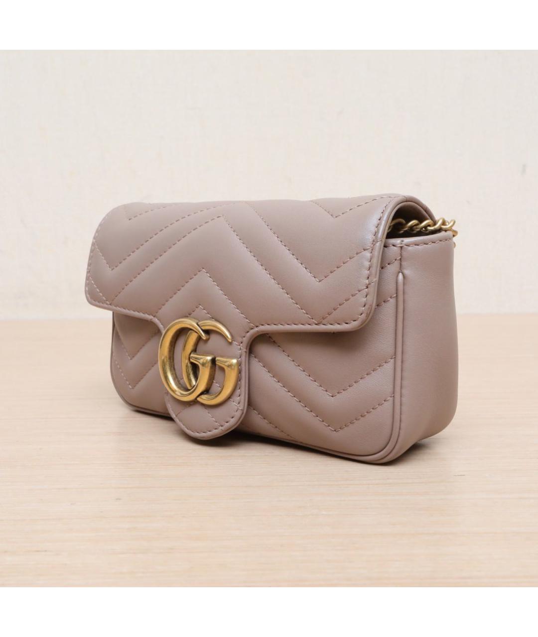 GUCCI Бежевая кожаная сумка через плечо, фото 4
