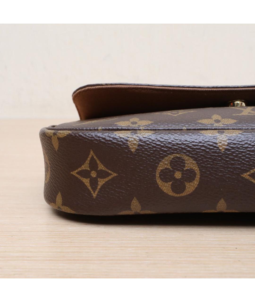 LOUIS VUITTON Коричневая кожаная сумка через плечо, фото 7