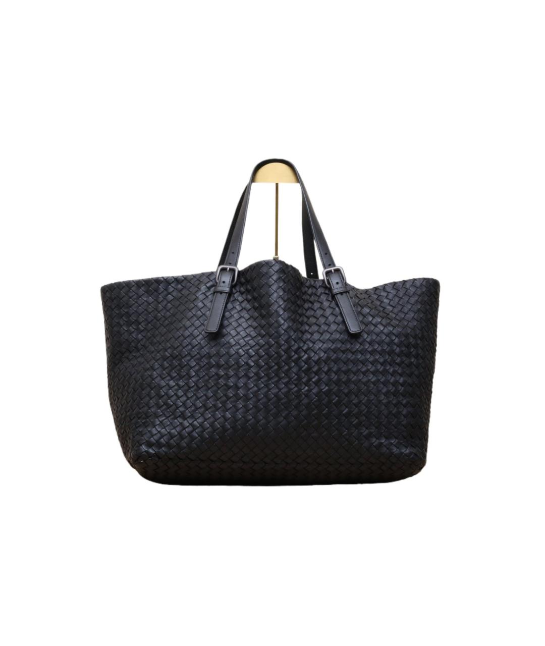 BOTTEGA VENETA Черная кожаная сумка тоут, фото 1