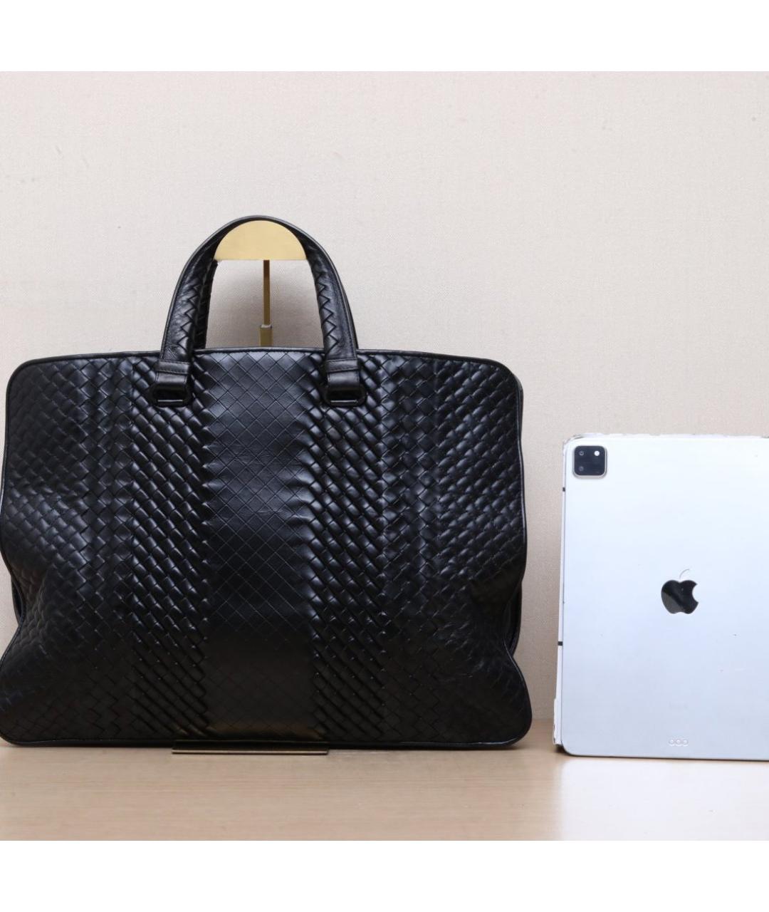 BOTTEGA VENETA Черная кожаная сумка тоут, фото 7