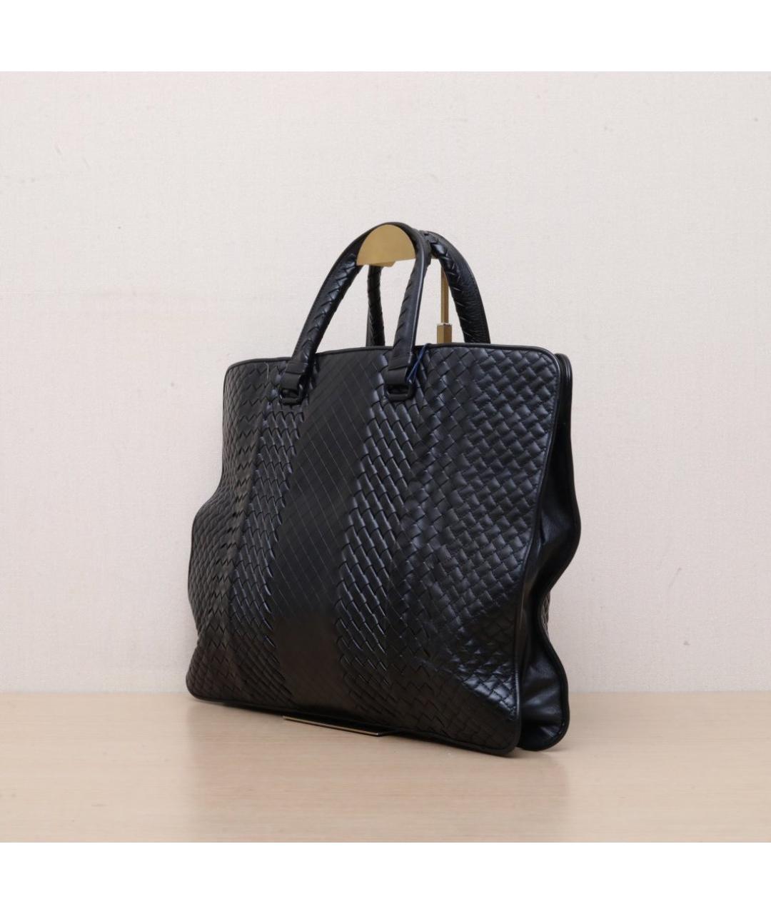 BOTTEGA VENETA Черная кожаная сумка тоут, фото 4