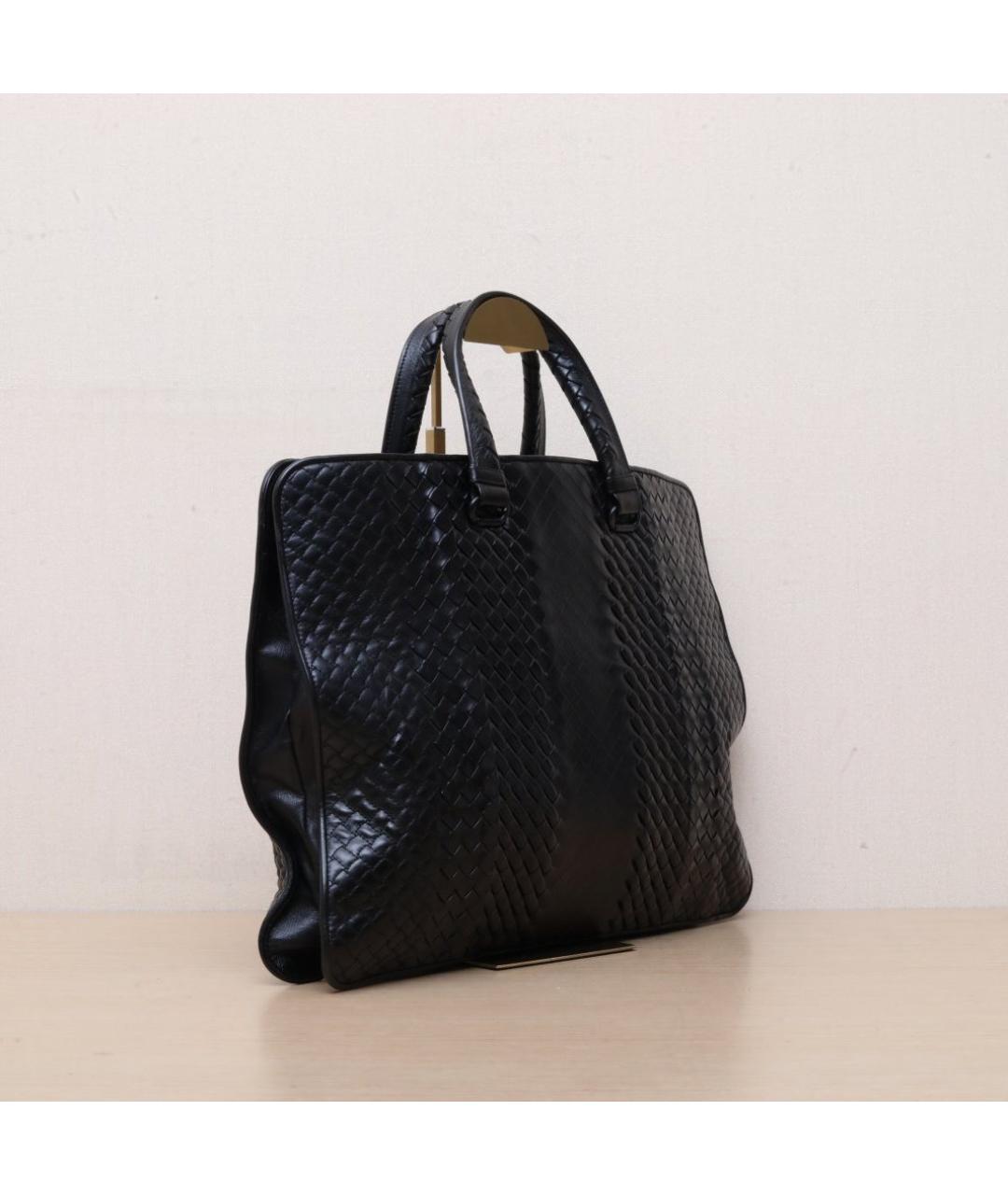 BOTTEGA VENETA Черная кожаная сумка тоут, фото 6