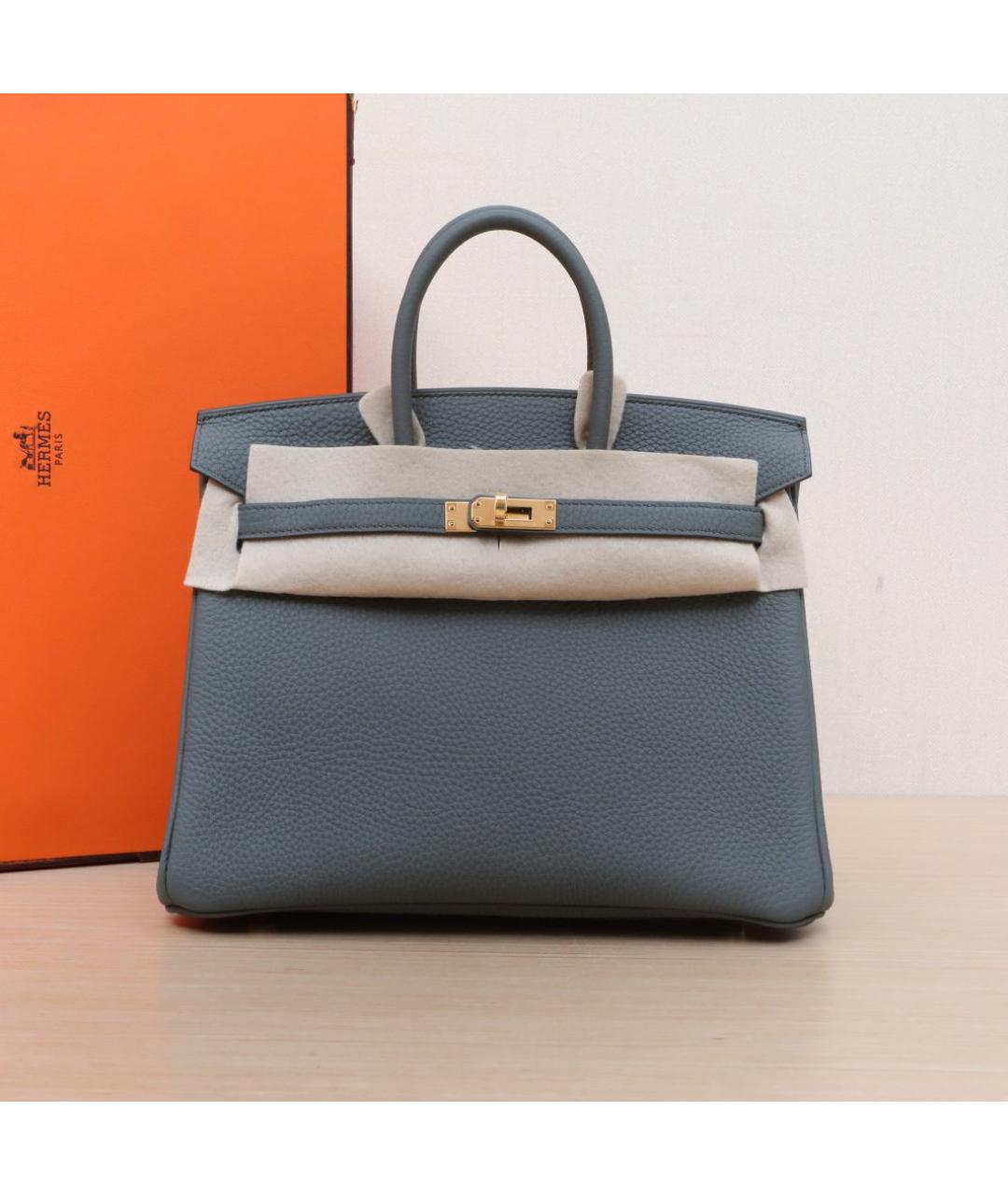 HERMES Серая кожаная сумка тоут, фото 2