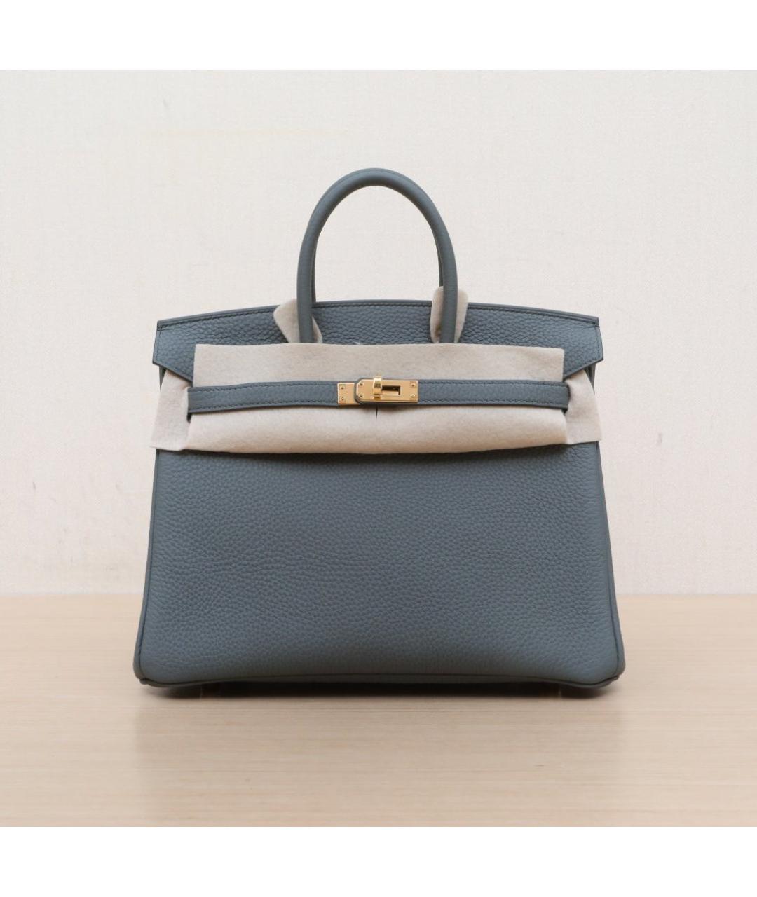 HERMES Серая кожаная сумка тоут, фото 3