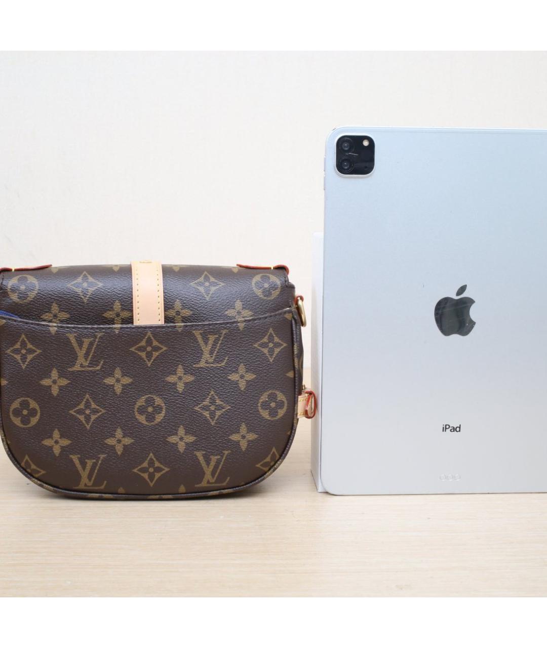 LOUIS VUITTON Коричневая кожаная сумка через плечо, фото 7