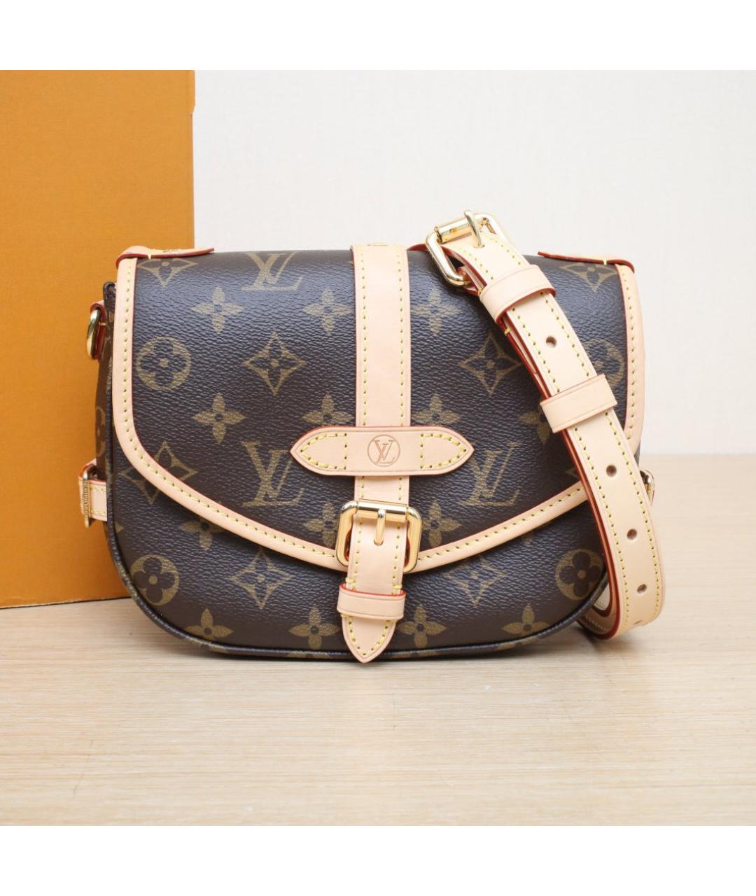 LOUIS VUITTON Коричневая кожаная сумка через плечо, фото 2