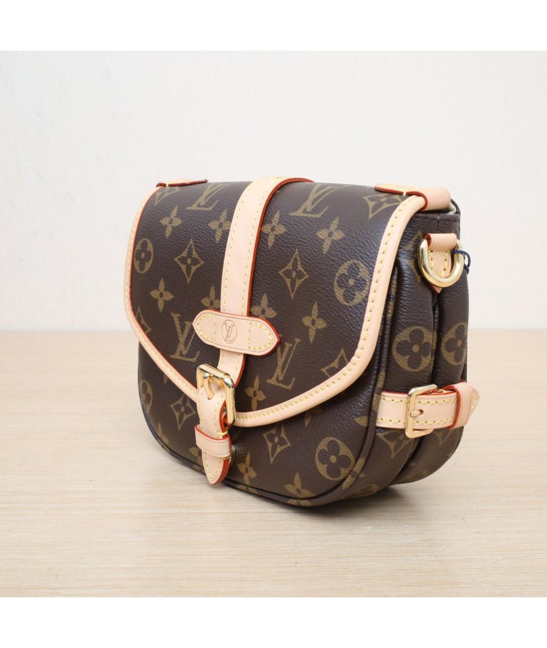 LOUIS VUITTON Коричневая кожаная сумка через плечо, фото 4