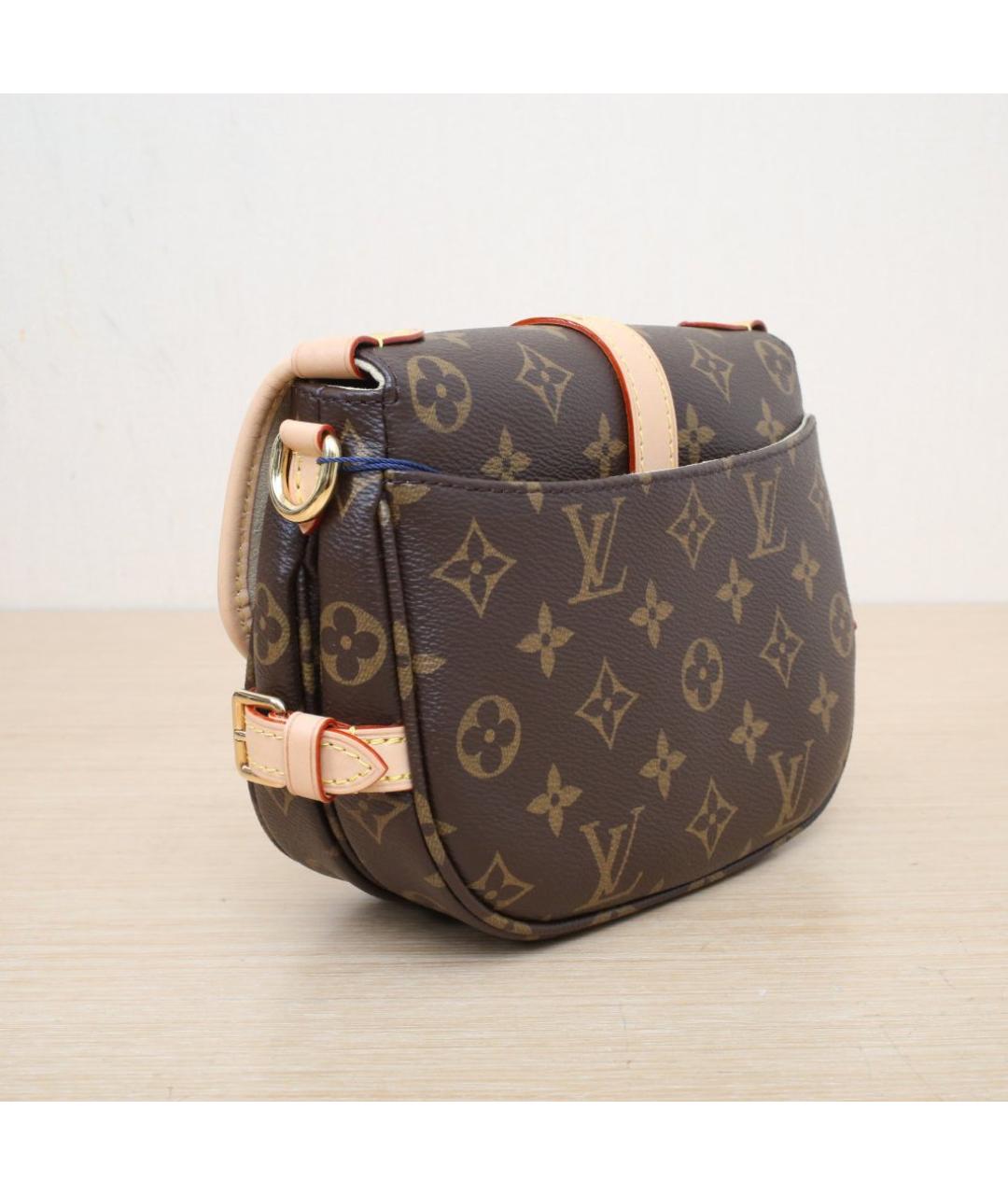 LOUIS VUITTON Коричневая кожаная сумка через плечо, фото 6