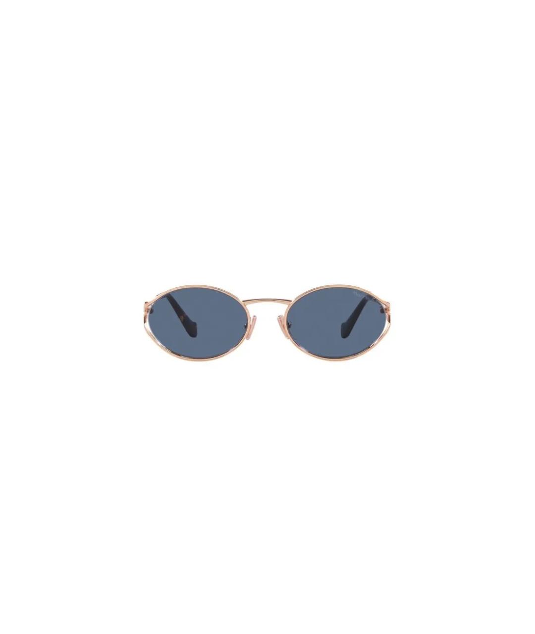 MIU MIU Золотые металлические солнцезащитные очки, фото 2