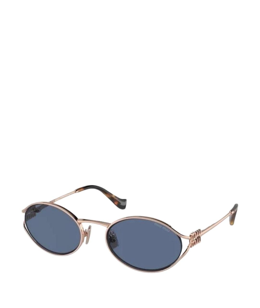 MIU MIU Золотые металлические солнцезащитные очки, фото 1