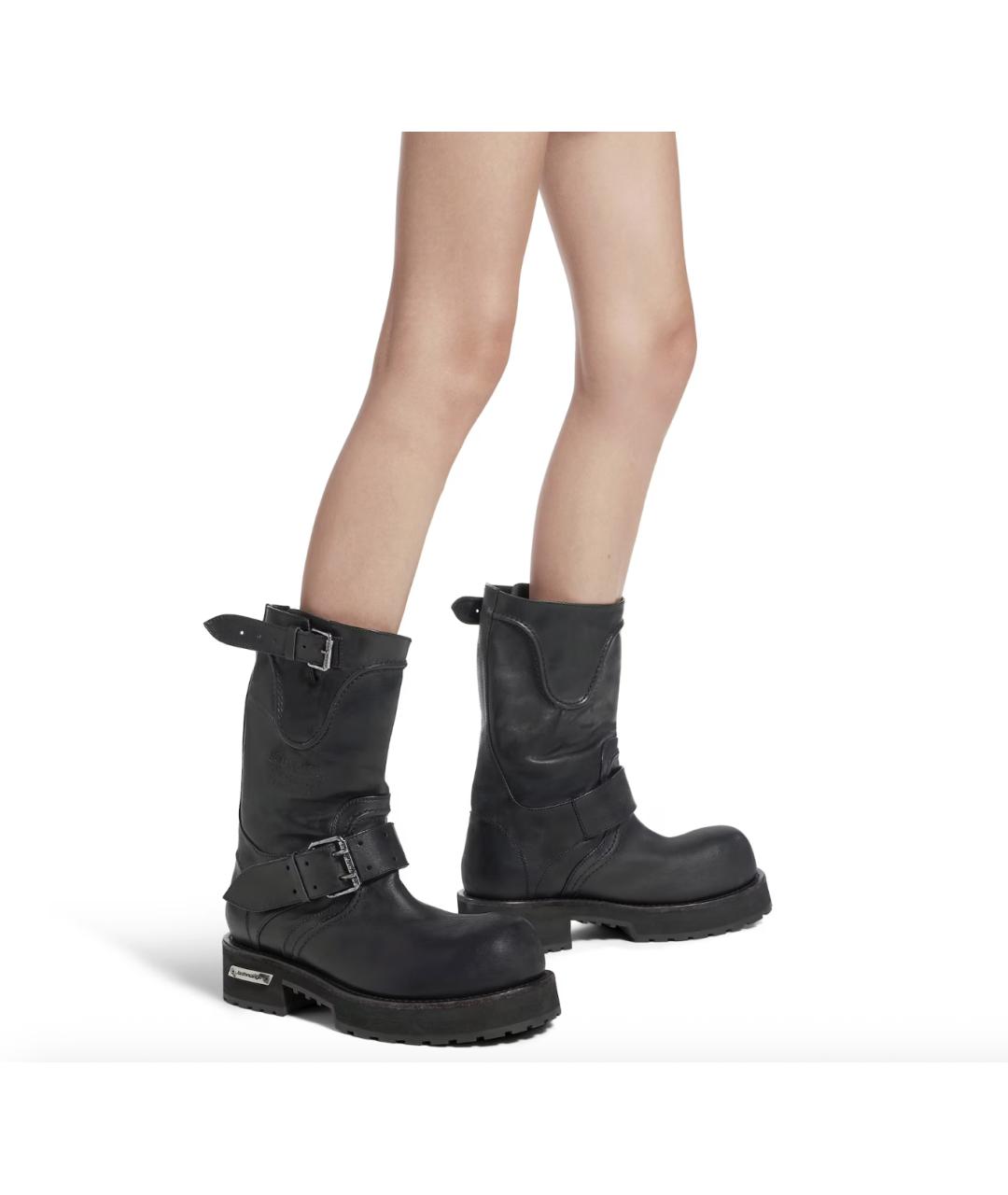 BALENCIAGA Черные кожаные ботинки, фото 4