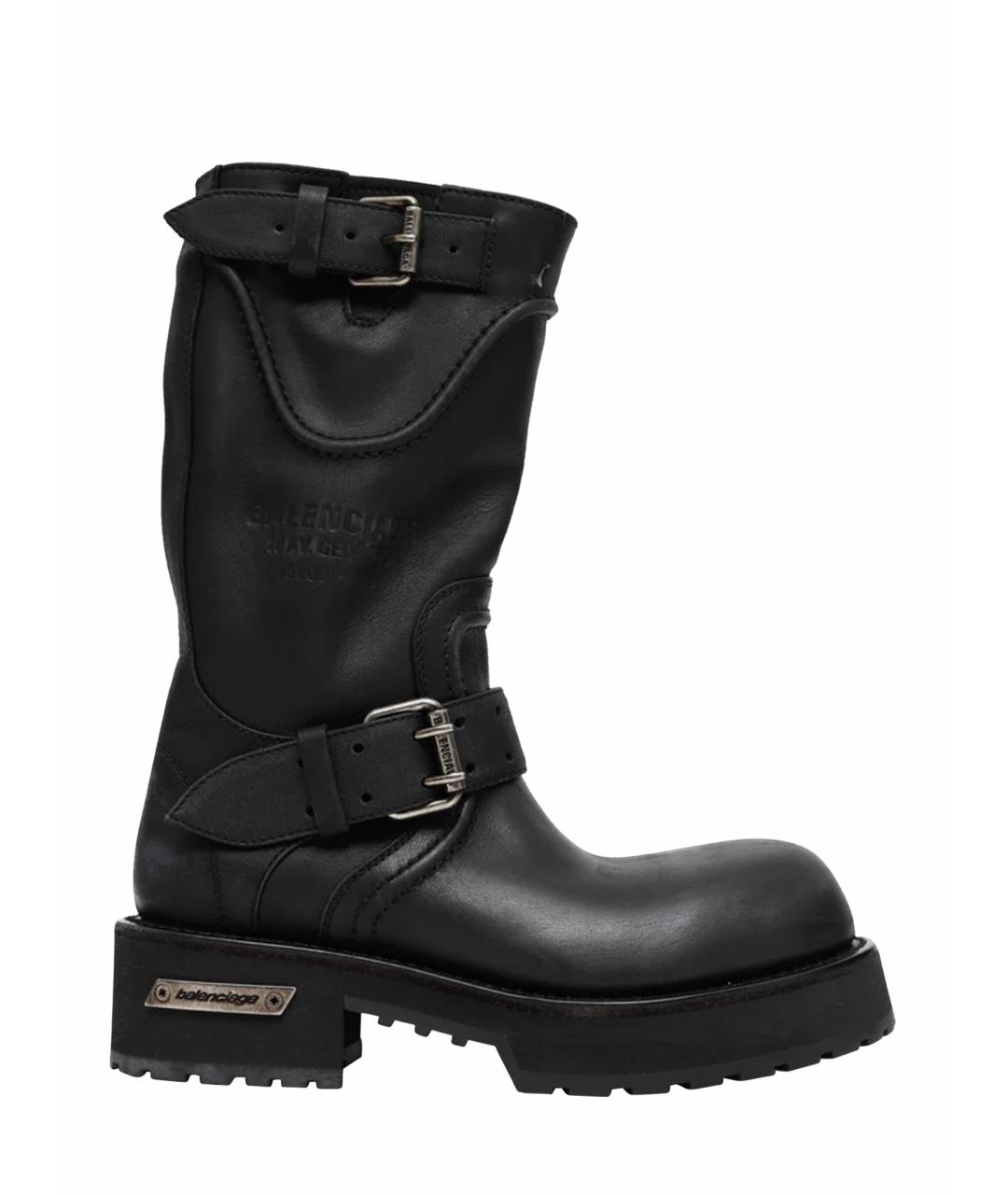 BALENCIAGA Черные кожаные ботинки, фото 1