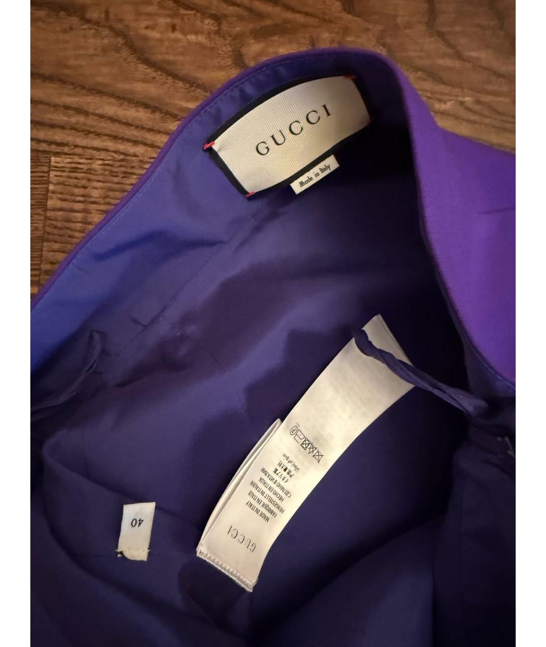 GUCCI Фиолетовая шерстяная юбка миди, фото 6