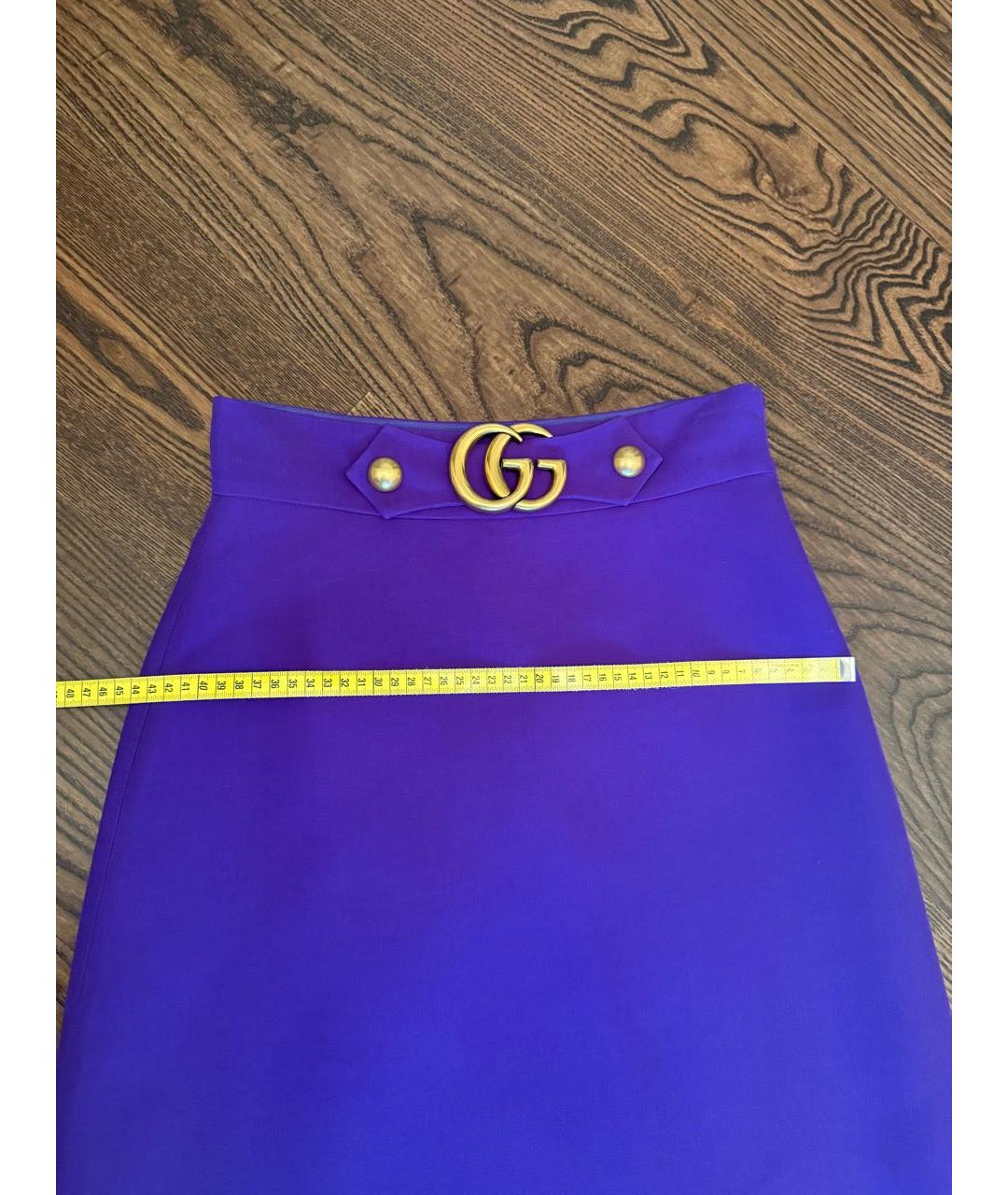GUCCI Фиолетовая шерстяная юбка миди, фото 4