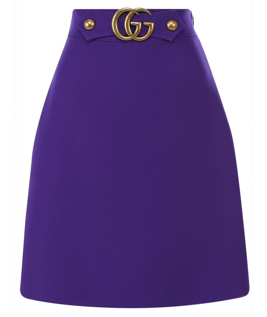 GUCCI Фиолетовая шерстяная юбка миди, фото 1