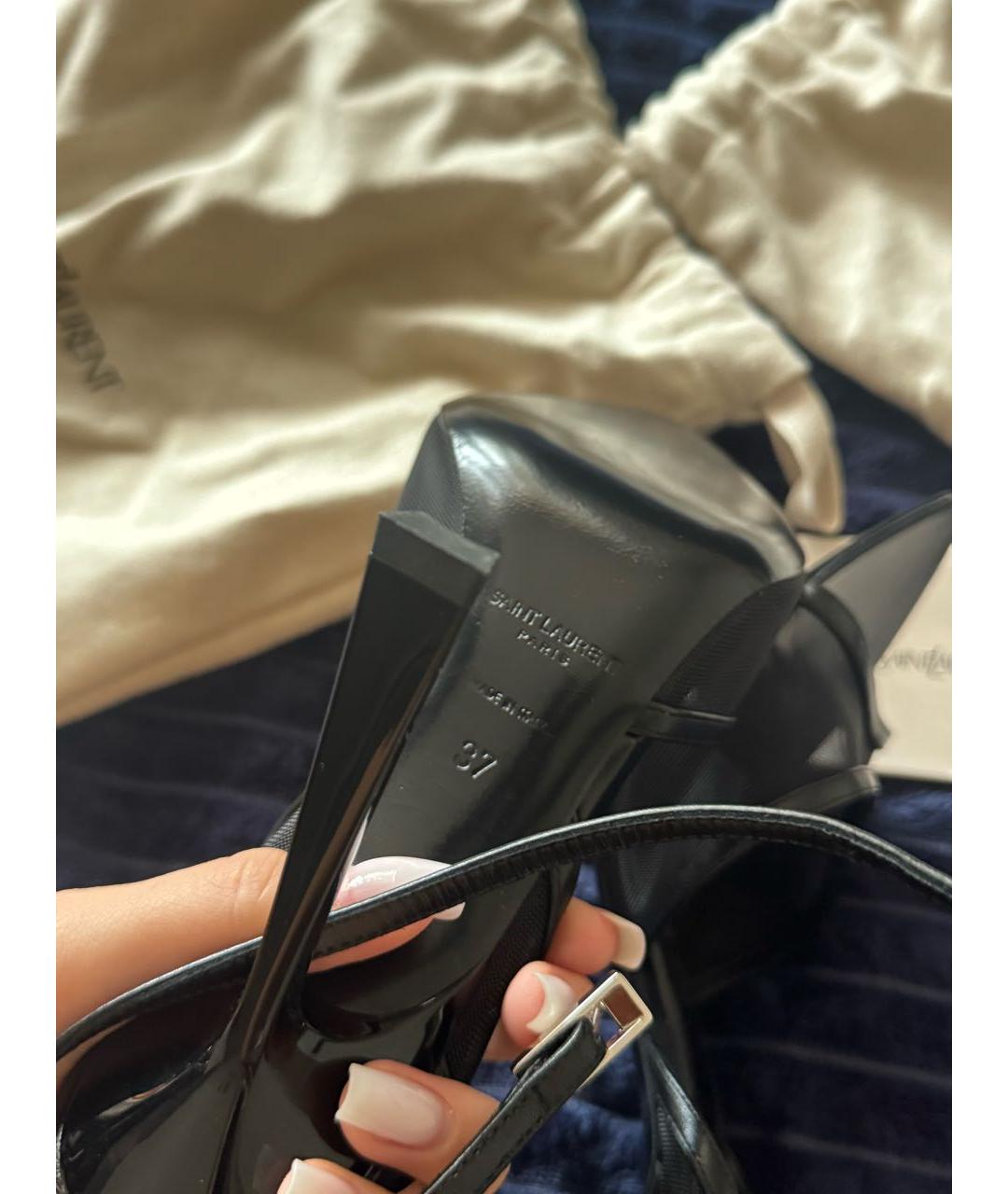 SAINT LAURENT Черные босоножки из лакированной кожи, фото 7